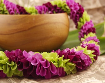Fresh Flower Lei "Shelly" - Choose Your Delivery Date! - Orchid Spiral Lei Hawaiian Lei Graduations Wedding Purple Orchid Jade Orchid