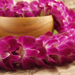 Fresh Orchid Lei &quot;Triple Bom&quot; - Choose Your Delivery Date! - Ships Fresh From Hawaii - Orchid Lei Hawaiian Flowers Graduation Weddings