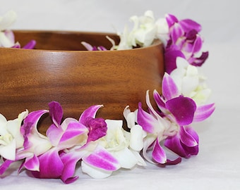 Flower Lei "Mixed Orchid Lei White" - Choose Your Delivery Date! - Fresh Flower Lei Hawaiian Flowers Graduation Wedding Luau Orchid Lei