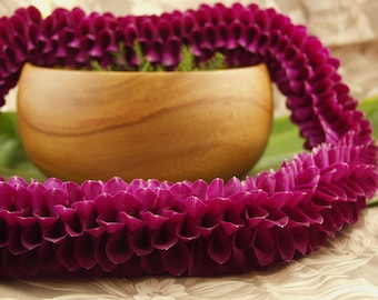 Fresh Orchid Lei "Melissa" - Fresh Hawaiian Purple Orchid Lei - Choose your delivery date! - Weddings Graduation Luau Birthday