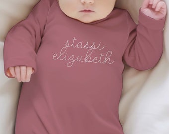 Baby Gown - Coming home outfit - Newborn Gown - Personalized Baby Gown - Hospital Outfit - Personalized Gown - Monogram Gown Baby - Name