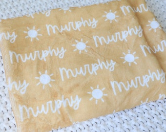 Yellow Sun Baby Girl Blanket - Baby Boy Custom Gift - Sun Blanket - Sun Nursery Blanket - Personalized Blanket - Custom Blanket-Name Blanket