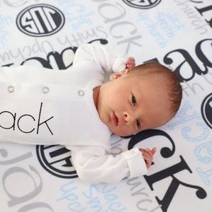 Personalized Baby Blanket Monogram Baby Blanket Swaddle Receiving Blanket Baby Shower Gift image 1