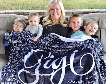 Personalized Grandparent Blanket - Personalized Grandma Blanket - Grandparent Gift - Grandkid Blanket - Gifts for Grandma - Grandma Gift