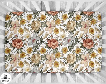 vintage floral cot sheet
