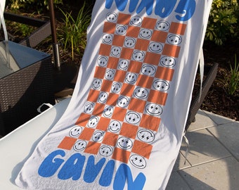 Personalized Beach Towel - Beach Towel - Retro Beach Pool Towel - Personalized Towel - Kid Towel - Pool - Name Towel - Towel - Pool Towel