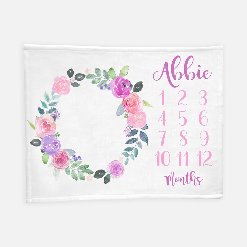 Month Baby Blanket Baby Girl Milestone Blanket Monthly Etsy