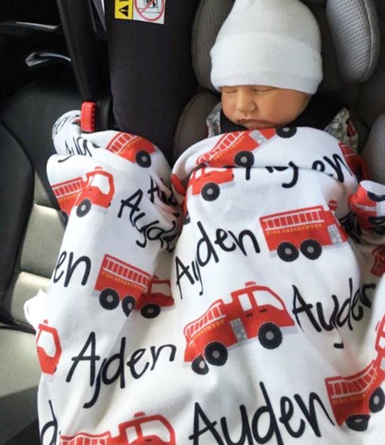 Firetruck Blanket Fire Truck Baby Blanket Personalized Etsy