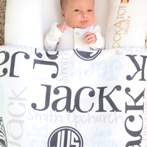 Personalized Baby Blanket Monogram Baby Blanket Swaddle Receiving Blanket Baby Shower Gift image 2