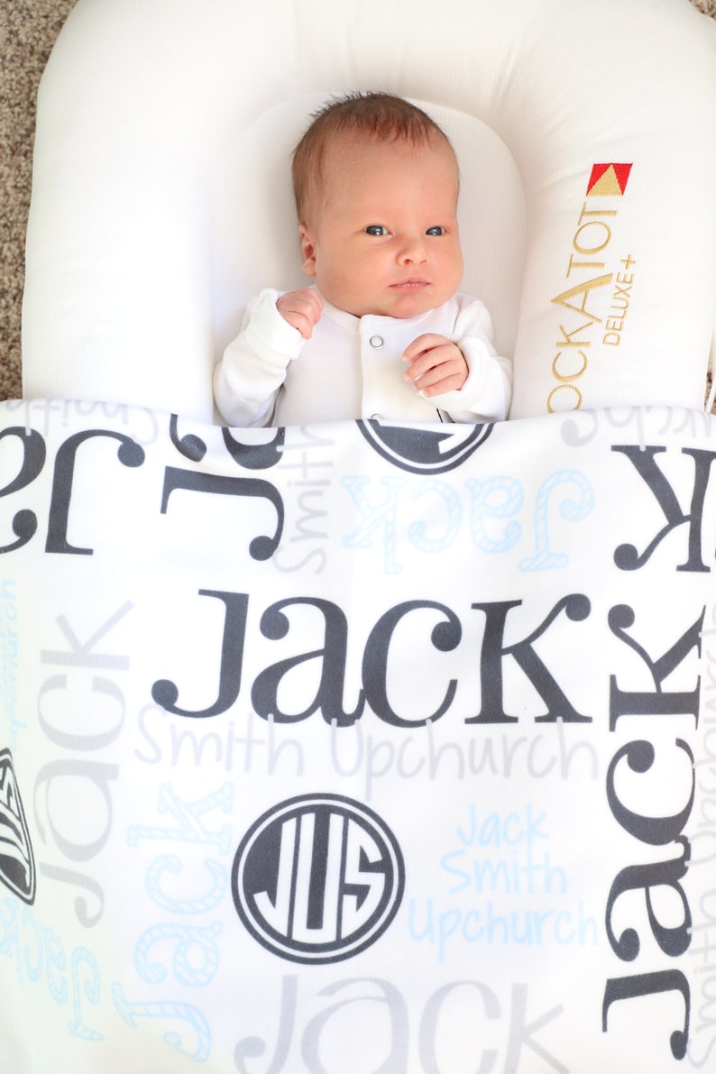 Personalized Baby Blanket Monogram Baby Blanket Swaddle Receiving Blanket Baby Shower Gift image 2