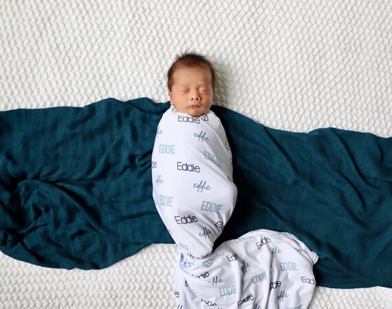 Baby Boy Blanket Personalized Baby Swaddle Blanket Newborn Beanie Knotted Hat Custom Baby Custom Baby Boy Name Swaddle Custom Swaddle Etsy