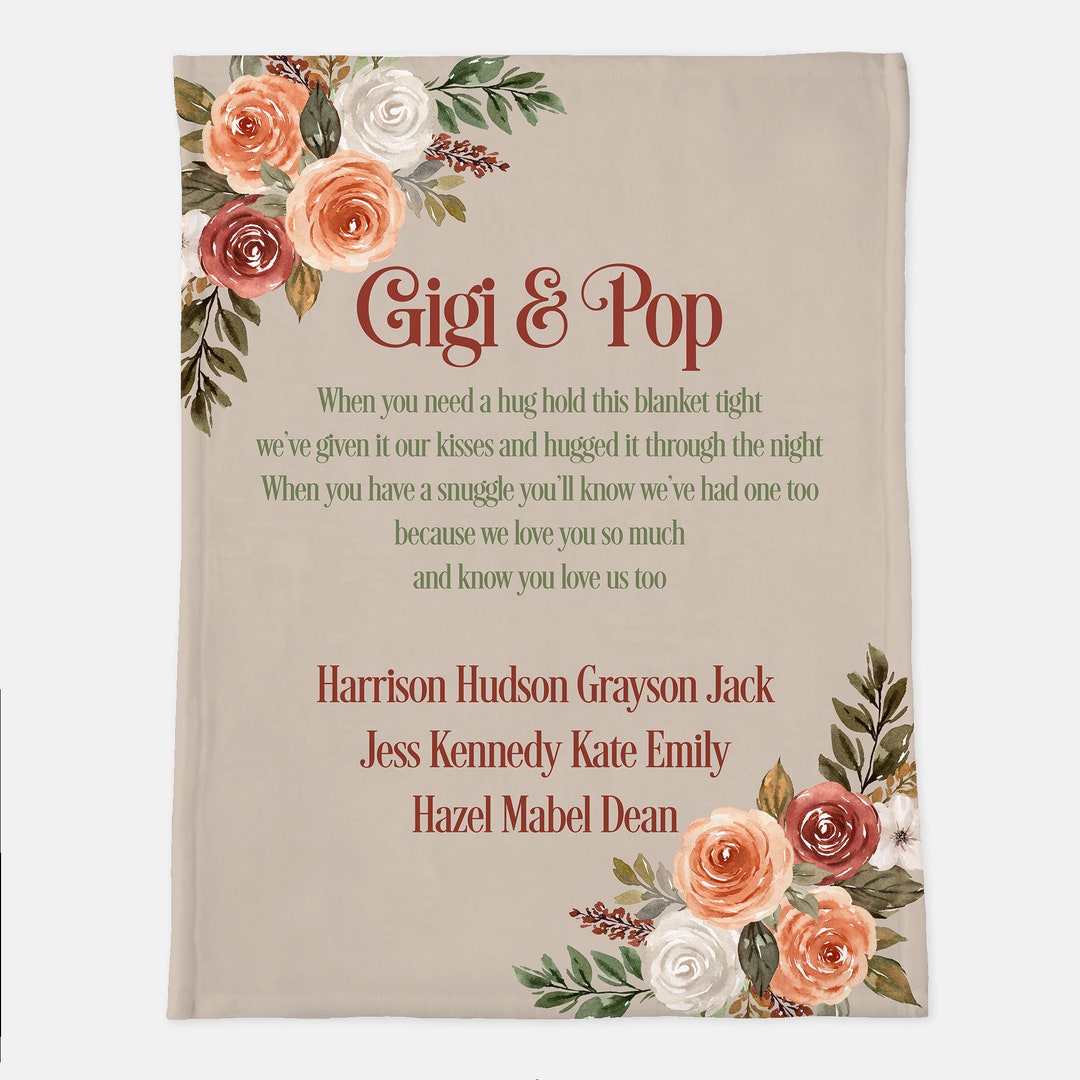 Personalized Family Blanket Personalized Grandparent Blanket Family