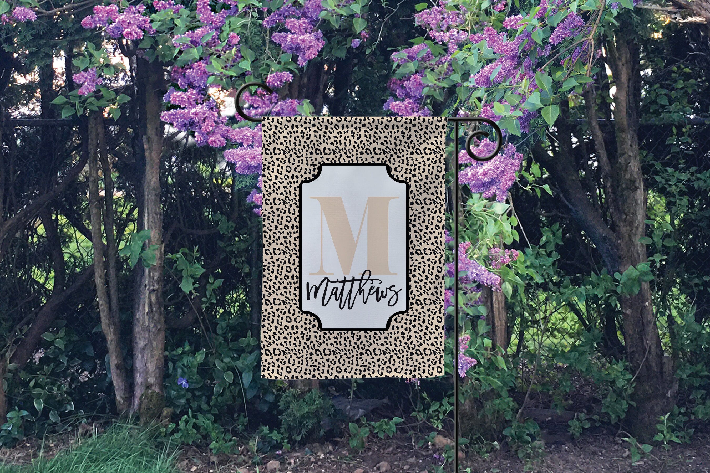 Leopard Garden Flag Floral Yard Flag Personalized Yard Etsy