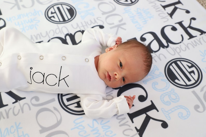 Personalized Baby Blanket Monogram Baby Blanket Swaddle Receiving Blanket Baby Shower Gift image 1