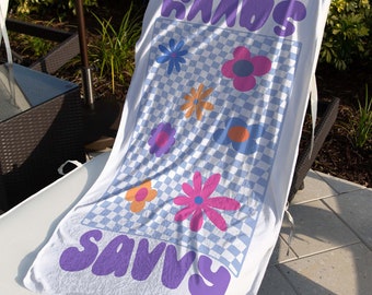 Personalized Beach Towel - Beach Towel - Retro Beach Pool Towel - Personalized Towel - Kid Towel - Pool - Name Towel - Towel - Pool Towel