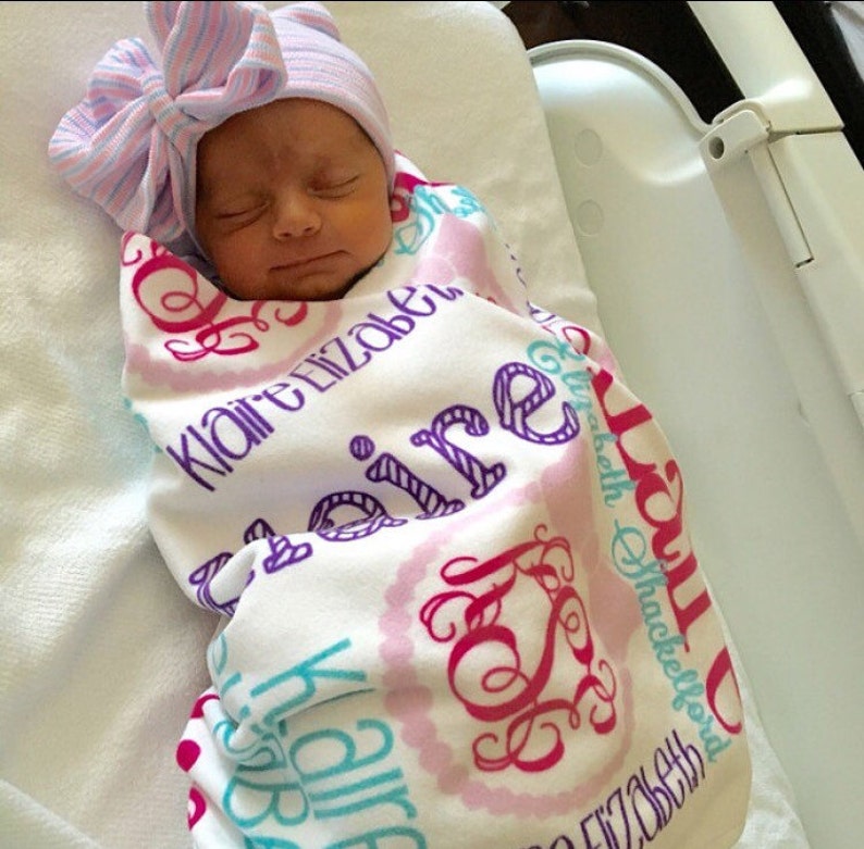 Personalized Baby Blanket Monogram Baby Blanket Swaddle Etsy