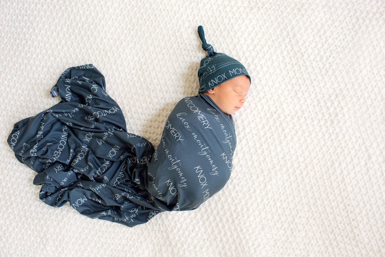 Baby Boy Swaddle and Hat Baby Personalized Swaddle Blanket Etsy