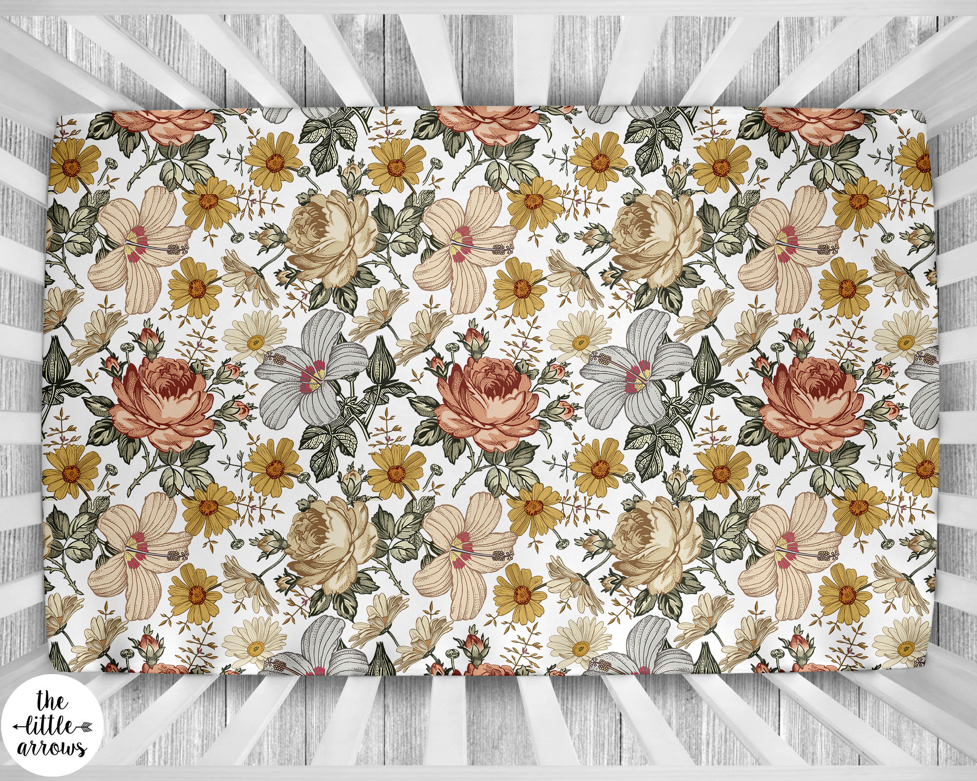 vintage floral cot bedding