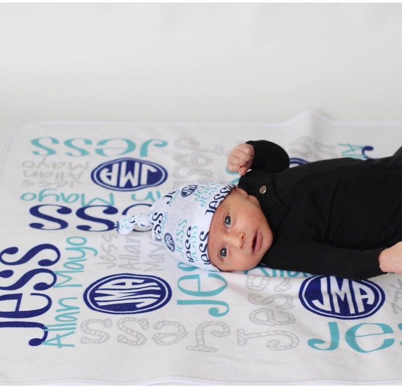 Personalized Baby Blanket Monogram Baby Blanket Swaddle Receiving Blanket Baby Shower Gift image 7