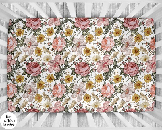 Vintage Floral Crib Sheet Baby Girl Crib Sheet Nursery Bedding Girl Crib Sheet Floral Baby Bedding Etsy Canada