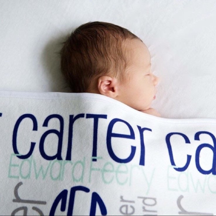 Monogram Baby Blanket- Boy Blanket- Personalized Baby Blanket- Swaddle Receiving Blanket- Baby Shower Gift