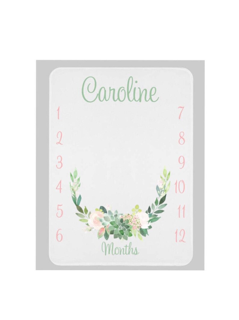 Girl Monthly Blanket Milestone Blanket Succulent Blanket Etsy