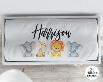 Personalized Changing Pad Cover - Changing Pad Cover - Name Changing Pad Cover - Monogram Changing Pad Cover - Custom Baby Bedding - Animal