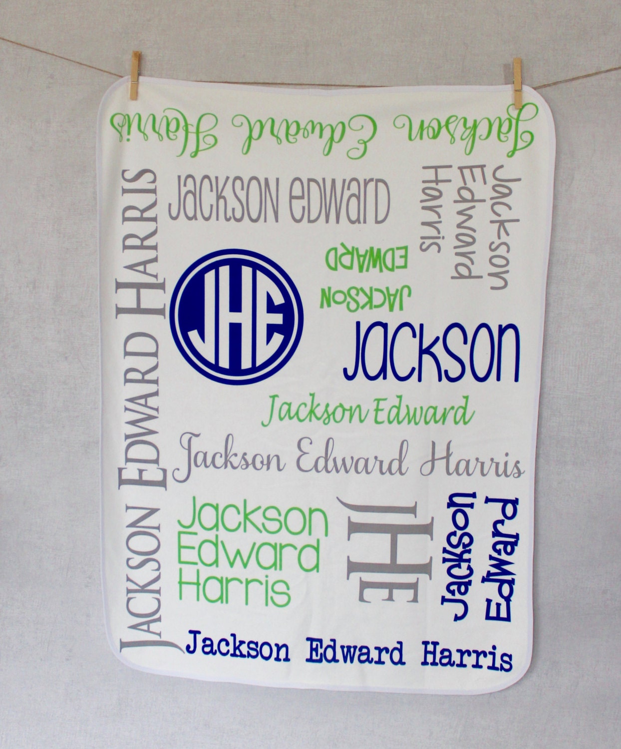 Personalized Baby Boy Blanket Monogram Swaddle Receiving Etsy