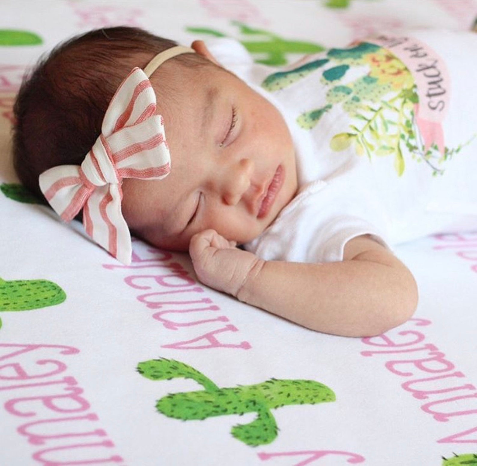 Cactus Blanket Cactus Girl Blanket Baby Girl Name Blanket Etsy