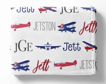 Name Blanket - Baby Boy Name Blanket - Monogram Baby Blanket- Airplane Blanket- Personalized Baby Blanket - Baby Blanket Personalized