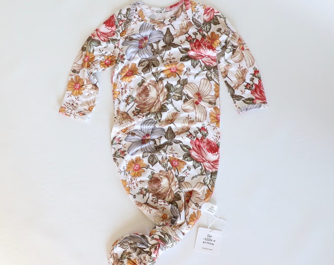 Floral Gown Floral Coming Home Outfit Baby Gown Baby Knotted Gown ...