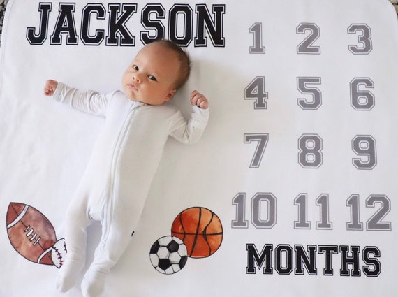 Boy Monthly Blanket Sports Milestone Blanket Milestone Blanket