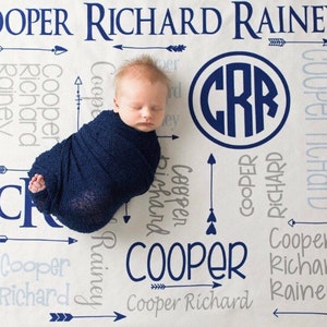Personalized Boy Blanket Monogram Boy Blanket Personalized Baby Blanket Monogram Baby Boy Blanket Name Blanket Baby Shower Gift image 1