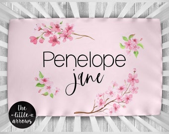 Personalized Crib Sheet - Cherry Blossom Crib Sheet - Personalized Nursery Bedding - Floral Baby Bedding - Crib Sheet - Floral Nursery