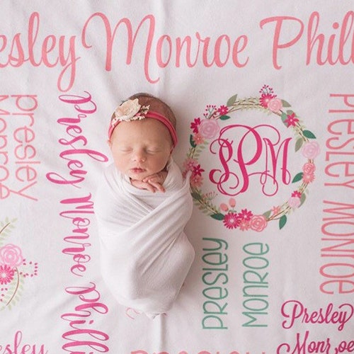 Personalized Custom Blanket Baby Girl Blanket Name Blanket Etsy