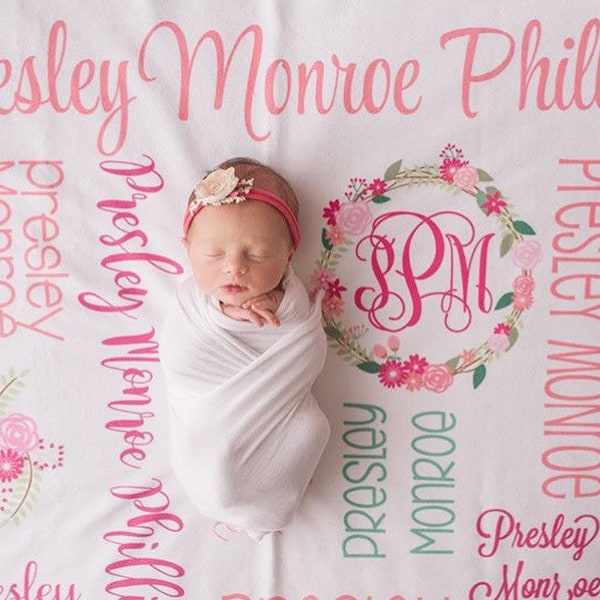 Baby Girl Name Blanket Etsy
