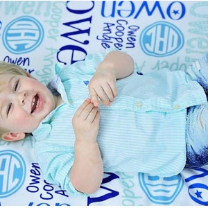 Personalized Baby Blanket Monogram Baby Blanket Swaddle Receiving Blanket Baby Shower Gift image 4