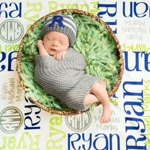 Personalized Baby Blanket Monogram Baby Blanket Swaddle Receiving Blanket Baby Shower Gift image 5