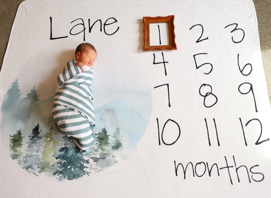 Boy Milestone Blanket Month Baby Blanket Milestone Blanket Etsy