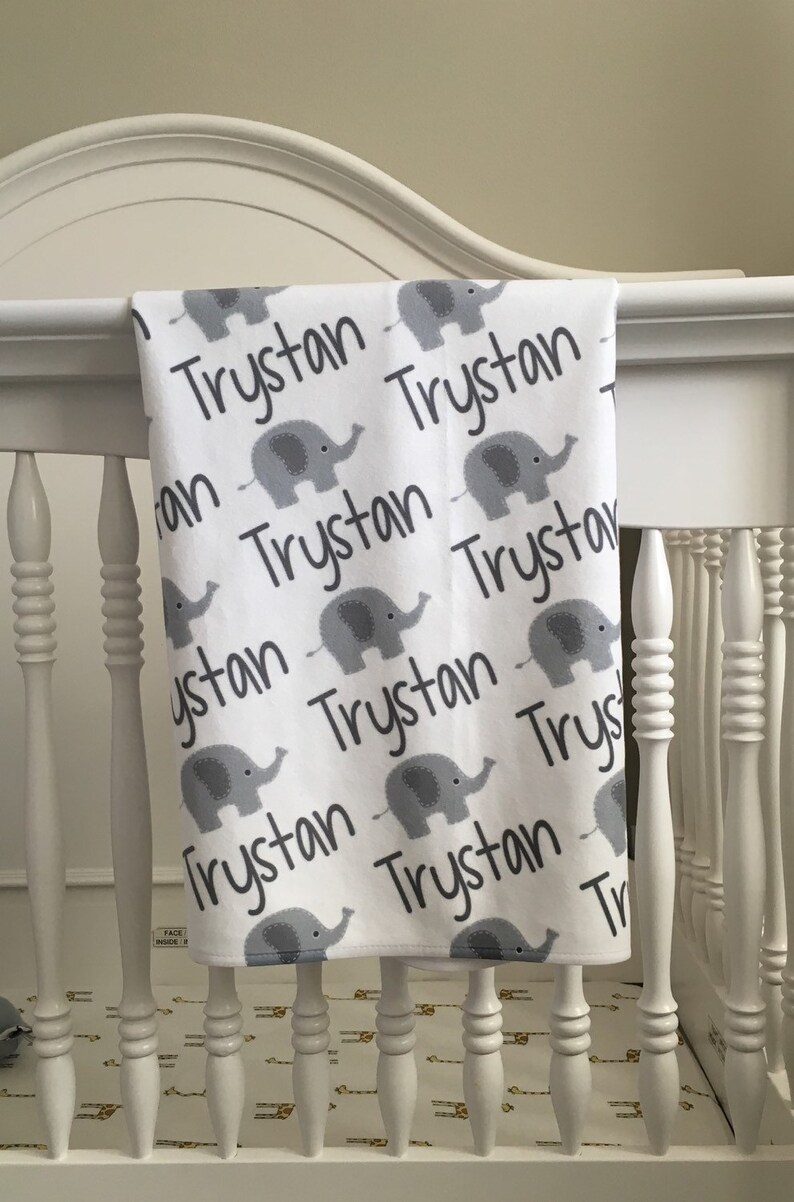Elephant Baby Blanket Elephant Nursery Monogram Baby Etsy
