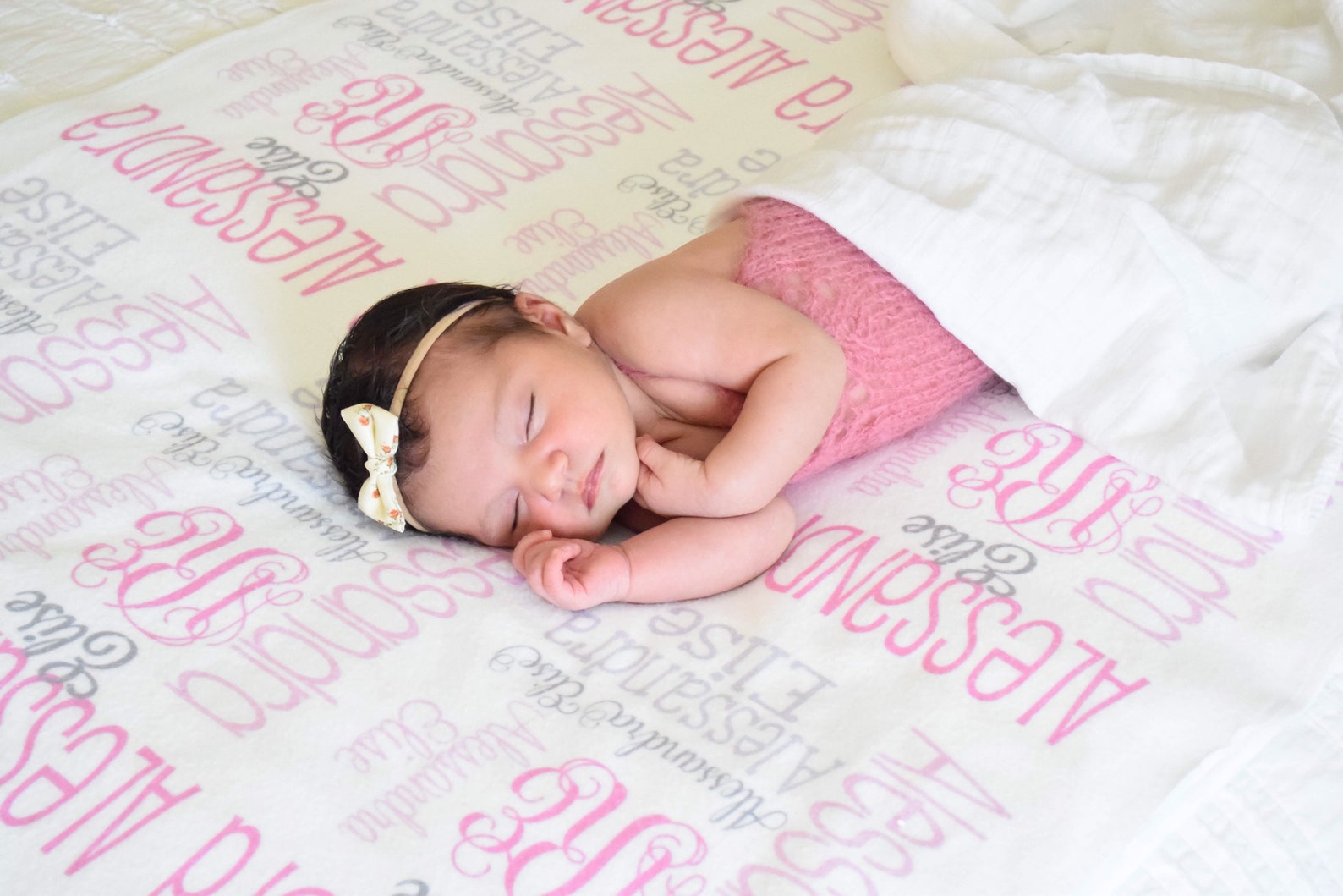Baby Girl Blanket Monogram Baby Blanket Personalized Baby Etsy