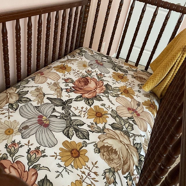 Vintage Floral Crib Sheet Baby Girl Crib Sheet Nursery Etsy