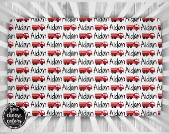 Fire Truck Crib Sheet - Fire Truck Bedding - Fire Truck Nursey - Personalized Crib Sheet - Crib Sheet - Personalized Nursery Bedding