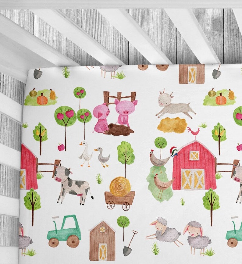 Personalized Farm Animals Crib Sheet Girl Crib Sheet Boy Etsy