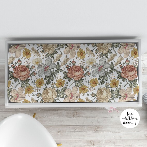 Vintage floral best sale changing pad cover