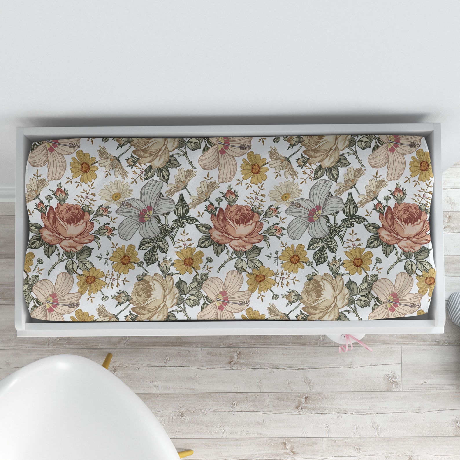 Vintage Floral Changing Pad Cover Changing Pad Cover Etsy