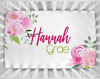 Personalized Crib Sheet - Baby Girl Crib Sheet - Personalized Nursery Bedding - Monogram Girl Crib Sheet - Floral Baby Bedding - Crib Sheet