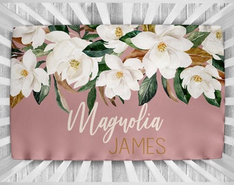 Personalized Crib Sheet - Magnolia Nursery - Girl Crib Sheet - Personalized Nursery Bedding - Monogram Crib Sheet - Crib Sheet - Floral Crib