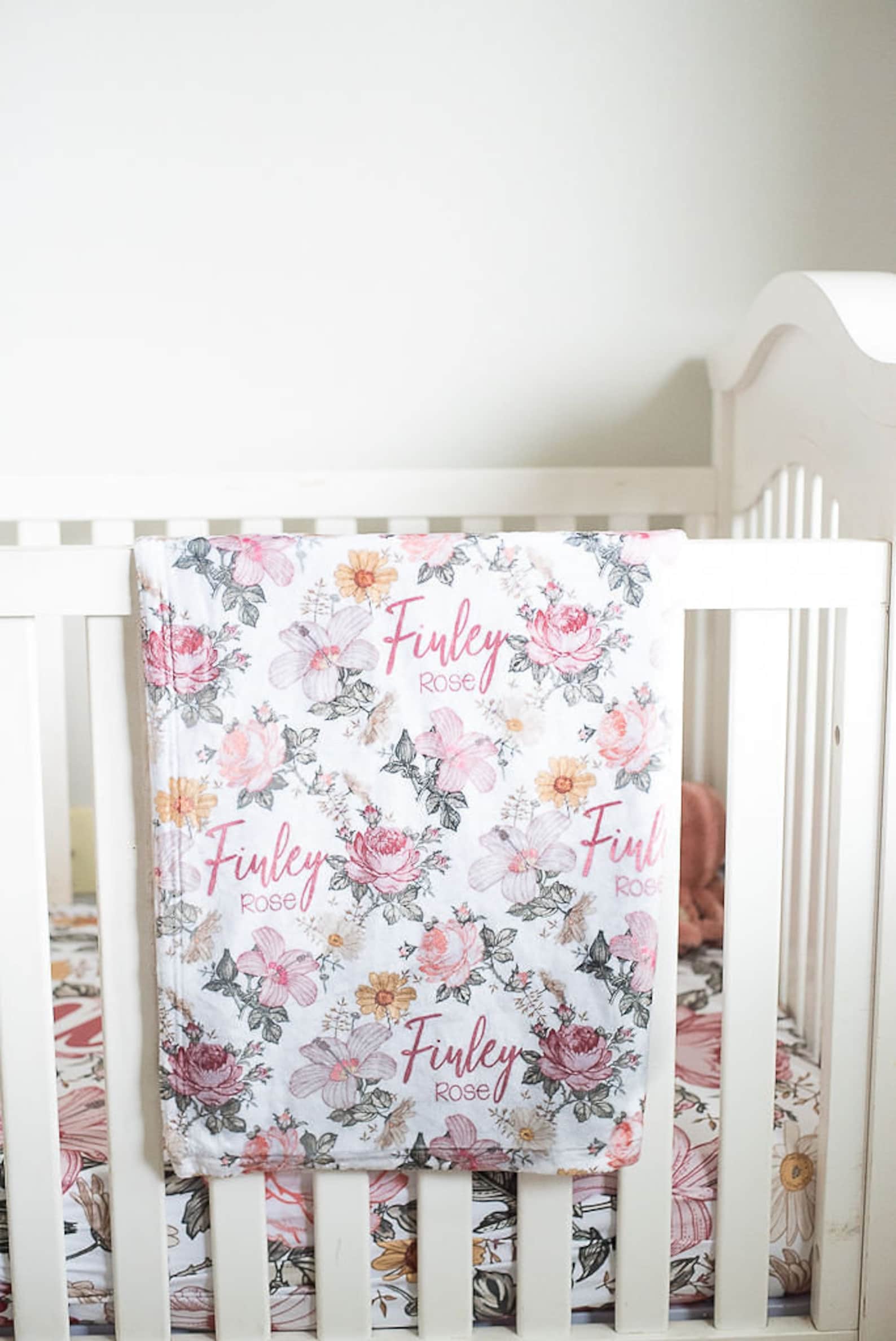 Floral Personalized Crib Sheet Baby Girl Crib Sheet | Etsy