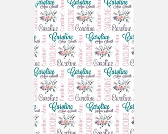 Baby Girl - Personalized Girl Blanket - Monogram Girl Blanket - Floral Baby Blanket -  Baby Girl Name Blanket - Name Blanket - Baby Shower